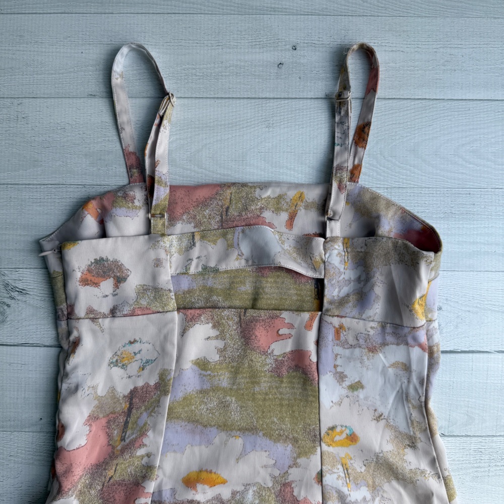 Urban Outfitters Satin Graphic Floral Print Dress S - Picture 4 of 7